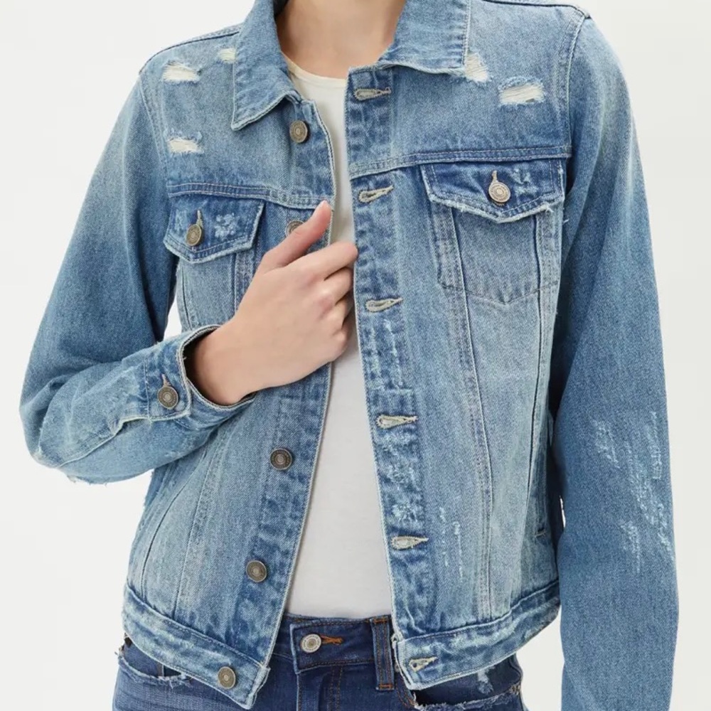 KanCan Distressed Denim Jacket